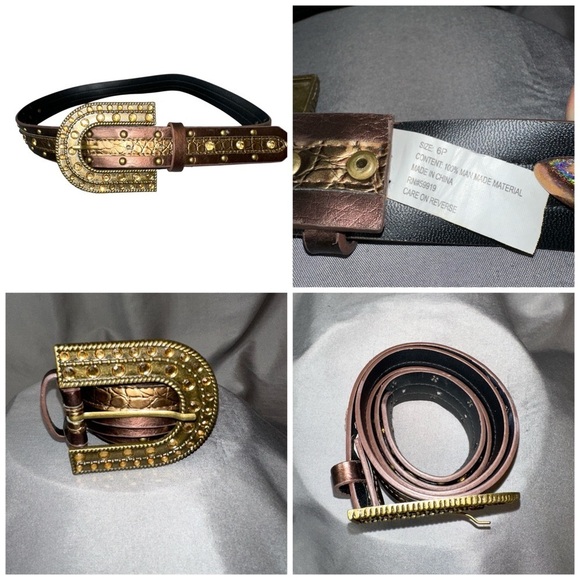 Apt. 9 Belt Womens 6P Faux Leather Studded Boho Hippie Y2K Embellished Cowgirl - Picture 5 of 6